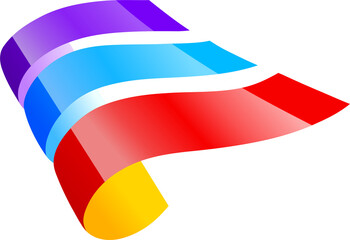 3d flag ribbons colorful isolated on transparent background