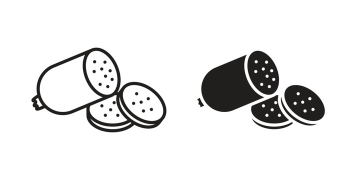 Sausage salami icon in a simple line art style. EPS10