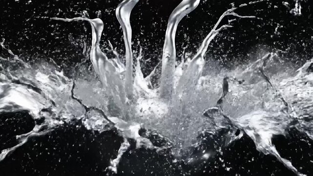 Water splashing from ball during sports game in dark background with high speed action captured in detail