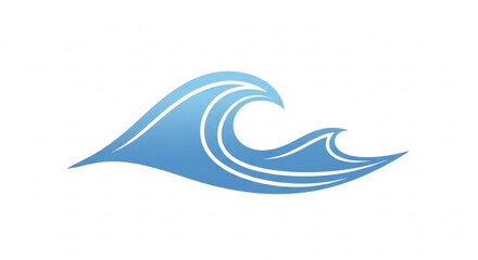 Blue ocean wave icon with white lines gradient design element for web and graphic resources