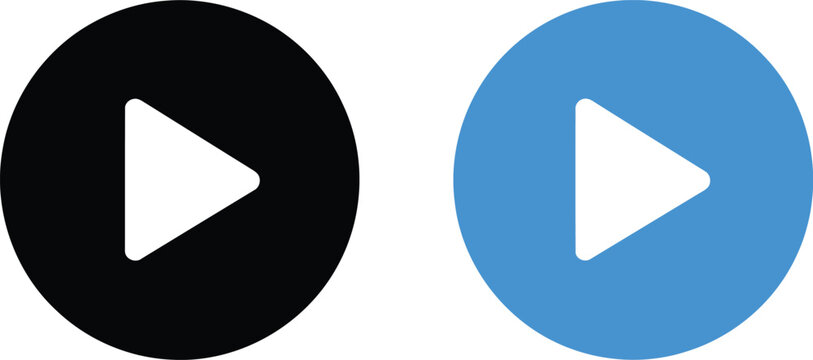 Two circular buttons with play symbols in contrasting colors side by side