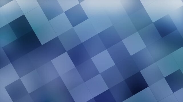 Blue geometric squares background animation, abstract mosaic grid pattern, diagonal corporate technology design