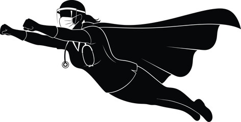 A healthcare worker in motion wearing protective gear a striking silhouette © Rita