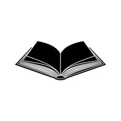 Elegant Minimalist Open Book Illustration with Black Cover, White Pages, Clean Lines in Central Focus on Neutral Backdrop