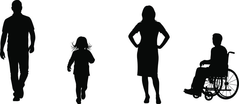 Father and daughter walking forward a striking black silhouette high quality