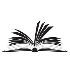 Stylized Abstract Open Book with Fanned Pages in Bold Geometric Lines, White Background - Modern Minimalist Graphic Design