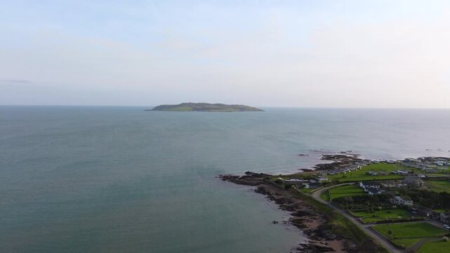 4K cinematic drone footage capturing Lambay Island County in Ireland_74