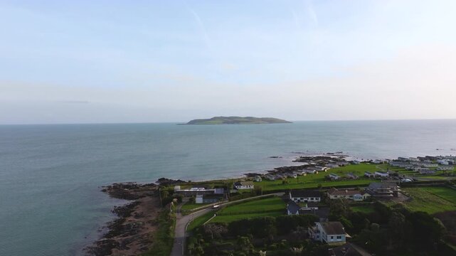 4K cinematic drone footage capturing Lambay Island County in Ireland_75