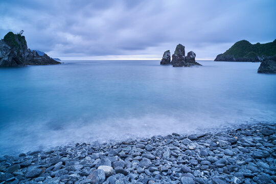 Fenniaolin Coast Landscape - Famous natural spot of Yilan, long exposure at sunrise, shot in Suao Township, Yilan, Taiwan.