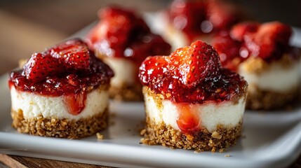 Mini strawberry cheesecakes with fruit topping