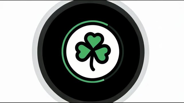 Vibrant green shamrock graphic illustration representing luck, nature, and Irish culture within a modern circular icon design, suitable for various digital applications and celebratory themes