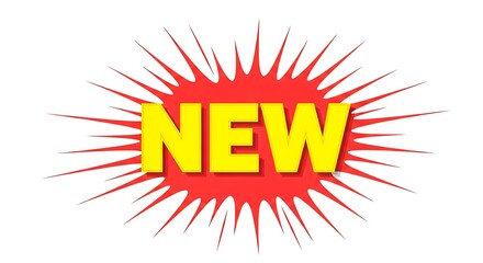 A vibrant and eye-catching new sign with a dynamic burst effect isolated on white background