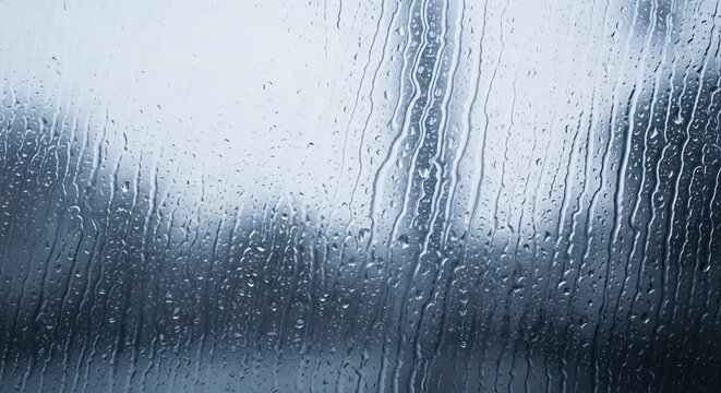 water drops and streaks on a window glass during heavy rain