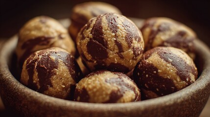 Swirl pattern peanut butter chocolate energy balls