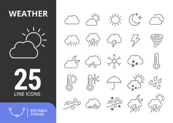 Naklejka premium 25 Line Icon Weather Collection