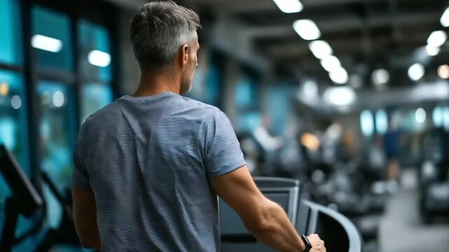 Mature wellness gym initiation, improved health and lifestyle goal, adult fitness beginning, middle-aged exercise start, wellness journey commencement, healthy habits development,