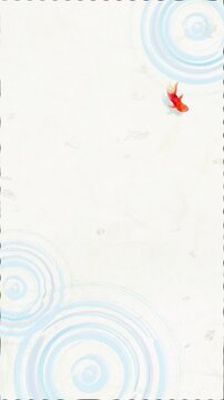 Watercolor Japanese Goldfish Pond Top View Seamless Loop Background,Swimming Kingyo with Water Ripples,vertical｜水彩　金魚　池　背景　ループ　和紙　テクスチャ　和風　夏　動画素材　和 たて　縦動画　リール　social media,youtube