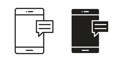 Obraz premium Mobile message notification icon outline vector set. icon vector isolated on white background. EPS 10