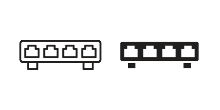 Network switch icon outline vector set. icon vector isolated on white background. EPS 10