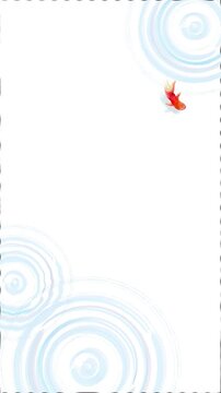Watercolor Japanese Goldfish Pond Top View Seamless Loop Background,Swimming Kingyo with Water Ripples,vertical｜水彩　金魚　池　背景　ループ　和風　夏　動画素材　和 たて　縦動画　リール　social media,youtube