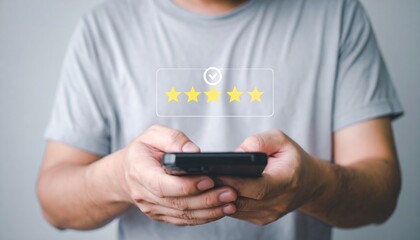User give rating to service experience on online application for Customer review 