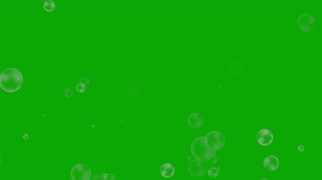 4K soap bubbles floating in the air on green screen background, slow motion animation