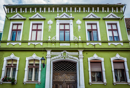 Residential building on Castelului Street in Old Town of Brasov city, Romania