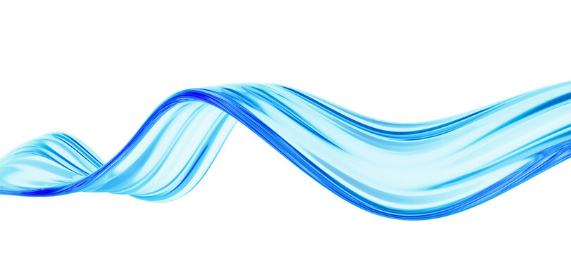 Liquid glass transparent wave ribbon. Fluid flow line curve shape - 3d illustration