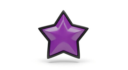 Obraz premium 3D glossy purple star with a black outline isolated.
