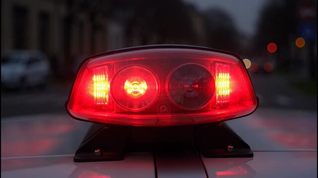 Flasher police car, close up.