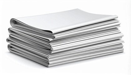 Stack of Plain White Paper Sheets Overlapping on Clean White Background