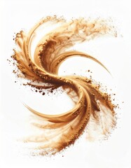 Swirling Tan Powder Dust Explosion Against White Background Studio Shot