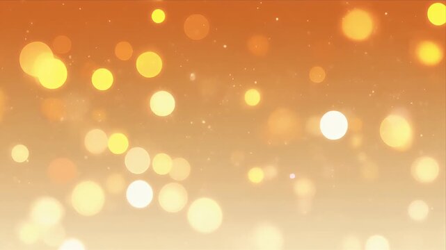Golden bokeh lights shining brightly in warm orange background