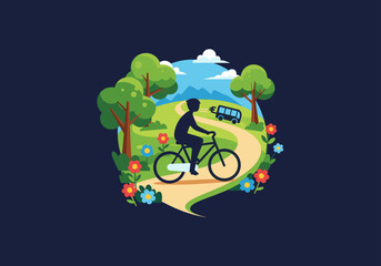 Fototapeta premium Eco Friendly Bicycle Surrounded by Nature for Sustainable Living