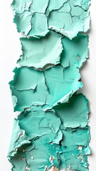 Abstract Teal Flaking Paint on White Background with Rough Texture