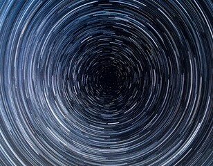 Long Exposure Star Trails Night Sky Pattern in Dark Blue and White
