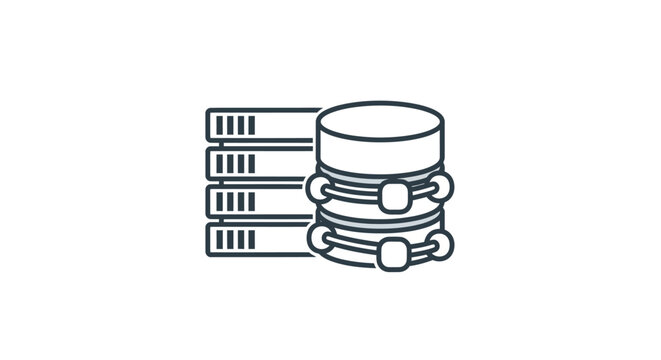 Simple line drawing of database servers and storage devices.