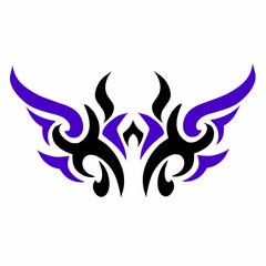 Symmetrical Abstract Tribal Wing Design in Black and Purple