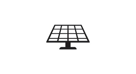 Minimalist graphic icon of a solar panel, representing renewable energy sources, sustainable power generation, and eco-friendly technology solutions for a cleaner future