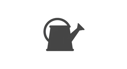 Minimalist black silhouette icon of a garden watering can, a universal symbol for plant care, growth, and sustainable horticulture, ideal for design elements and environmental concepts