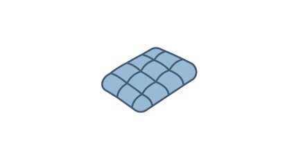 Simple isometric illustration of a blue quilted pillow, a comforting icon representing relaxation and cozy bedding for various sleep and home decor designs