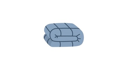 Simple flat vector illustration of a neatly folded quilted blanket, perfect for adding cozy comfort and a touch of warmth to any bedroom or living space, symbolizing relaxation and restful sleep