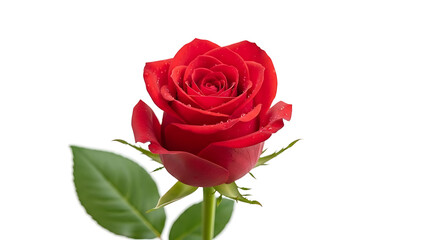 Fototapeta premium Red Rose with Water Droplets Isolated