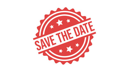 Obraz premium Save The Date Red Grunge Seal Stamp with Stars