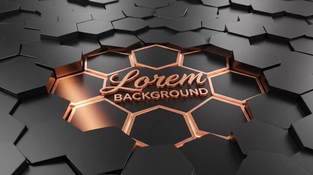 Abstract 3D Hexagon Background with "Lorem Background" Text