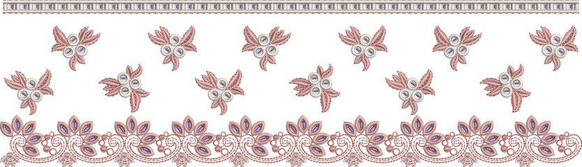 Elegant Traditional Floral Embroidery Border & Motif Collection – Ethnic Textile Ornament Design Set © Ahmad