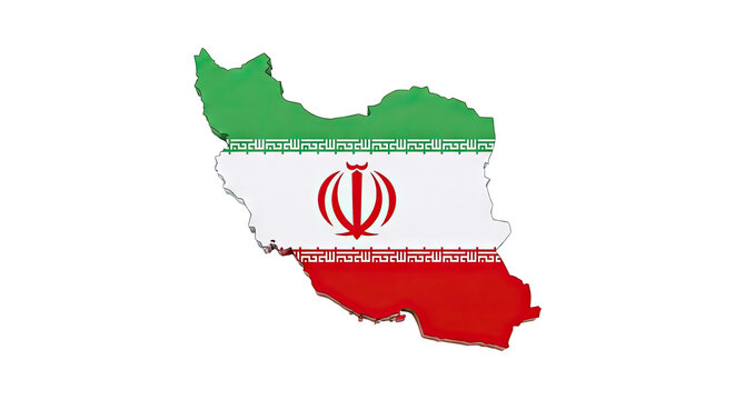 Map of Iran with National Flag