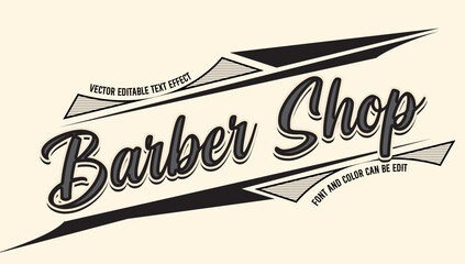Vintage Barber Shop Editable Text Effect with Retro Script Font © Ika