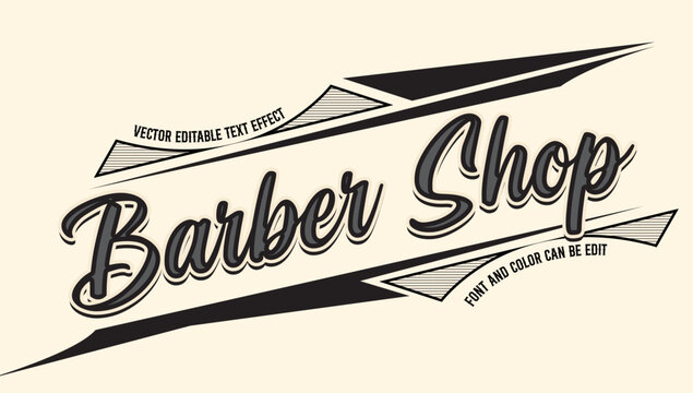 Vintage Barber Shop Editable Text Effect with Retro Script Font