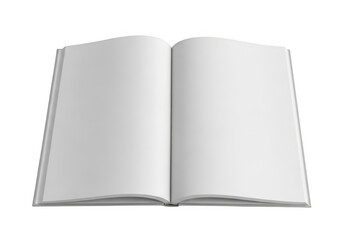 Naklejka premium An open book with blank pages resting on a white surface isolated on transparent background
